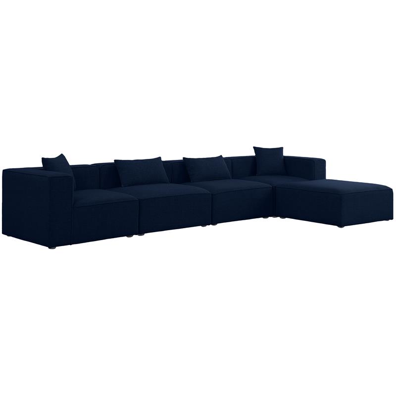 Meridian Furniture Cube Navy Durable Linen Modular Sectional