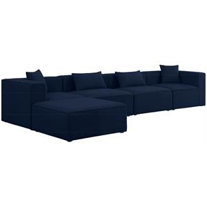 Meridian Furniture Cube Navy Durable Linen Modular Sectional
