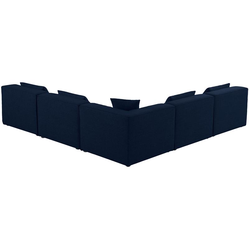 Meridian Furniture Cube Navy Durable Linen Modular Sectional