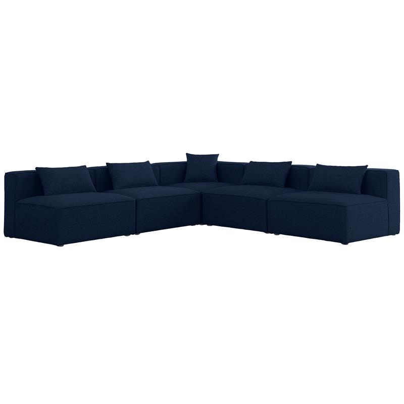 Meridian Furniture Cube Navy Durable Linen Modular Sectional