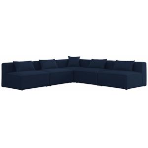 Meridian Furniture Cube Navy Durable Linen Modular Sectional