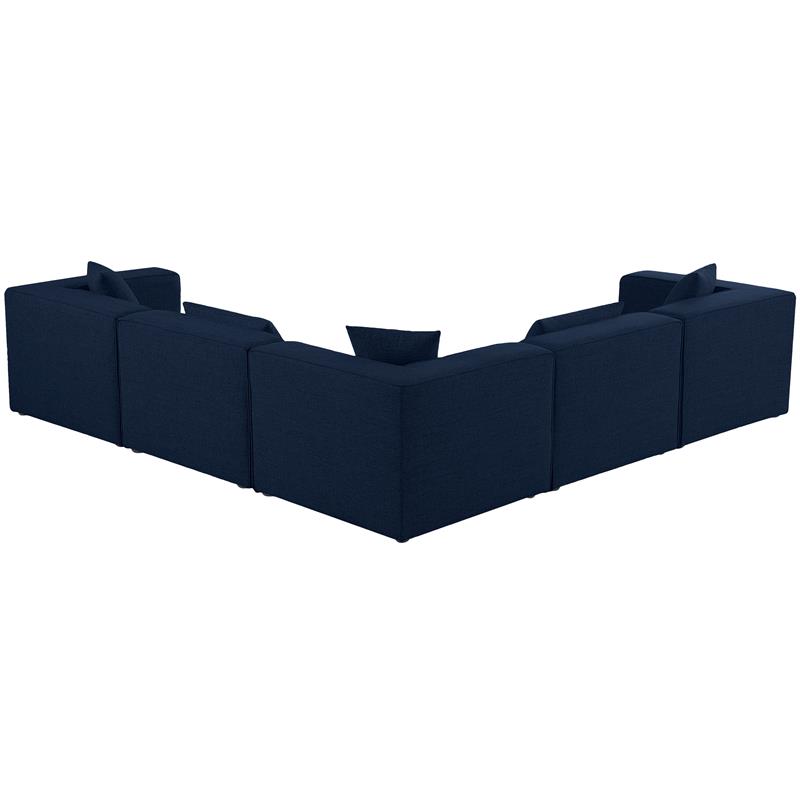 Meridian Furniture Cube Navy Durable Linen Modular Sectional