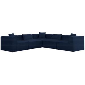 Meridian Furniture Cube Navy Durable Linen Modular Sectional