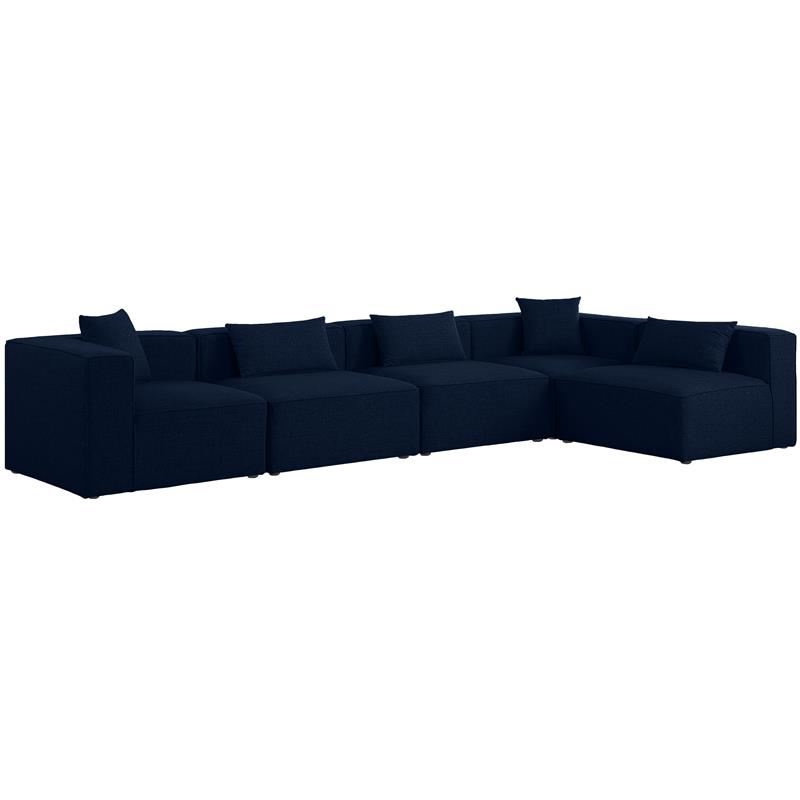 Meridian Furniture Cube Navy Durable Linen Modular Sectional