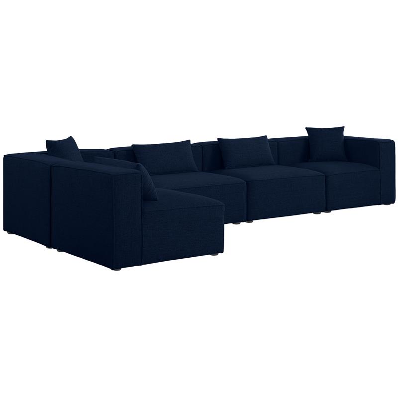 Meridian Furniture Cube Navy Durable Linen Modular Sectional