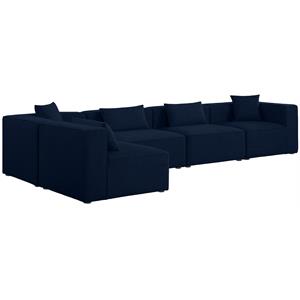 Meridian Furniture Cube Navy Durable Linen Modular Sectional