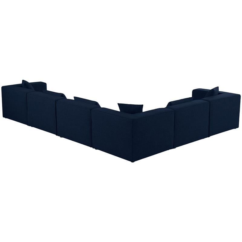 Meridian Furniture Cube Navy Durable Linen Modular Sectional