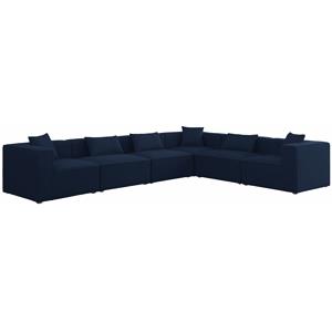 Meridian Furniture Cube Navy Durable Linen Modular Sectional