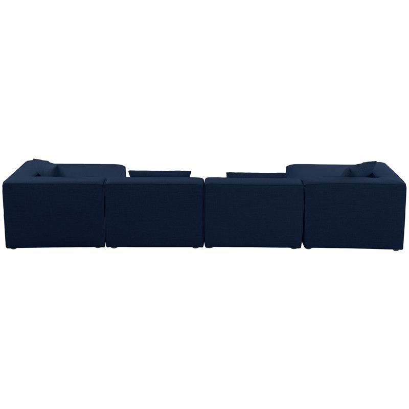Meridian Furniture Cube Navy Durable Linen Modular Sectional