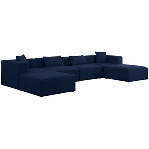 Meridian Furniture Cube Navy Durable Linen Modular Sectional