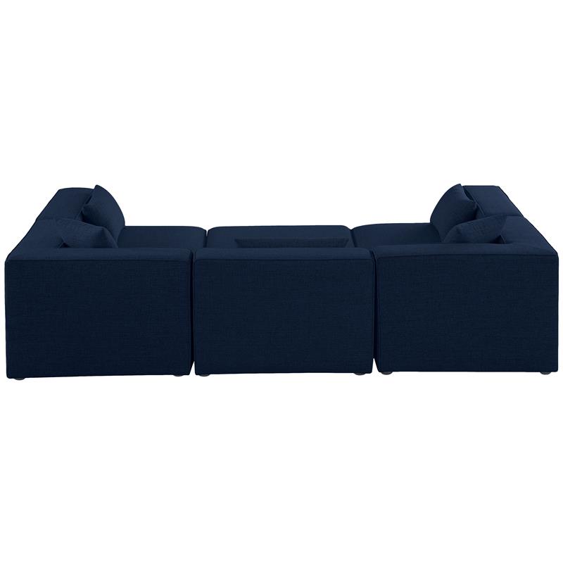 Meridian Furniture Cube Navy Durable Linen Modular Sectional