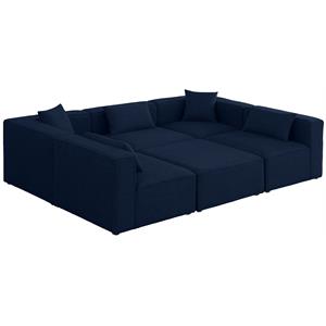 Meridian Furniture Cube Navy Durable Linen Modular Sectional