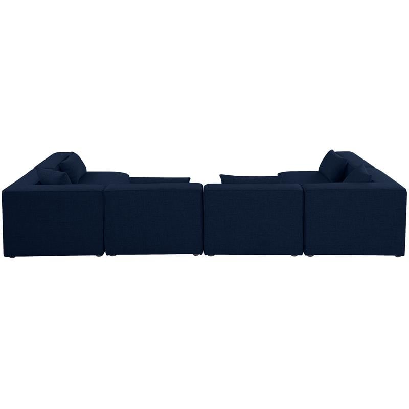 Meridian Furniture Cube Navy Durable Linen Modular Sectional