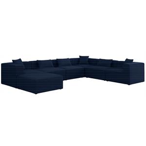 Meridian Furniture Cube Navy Durable Linen Modular Sectional