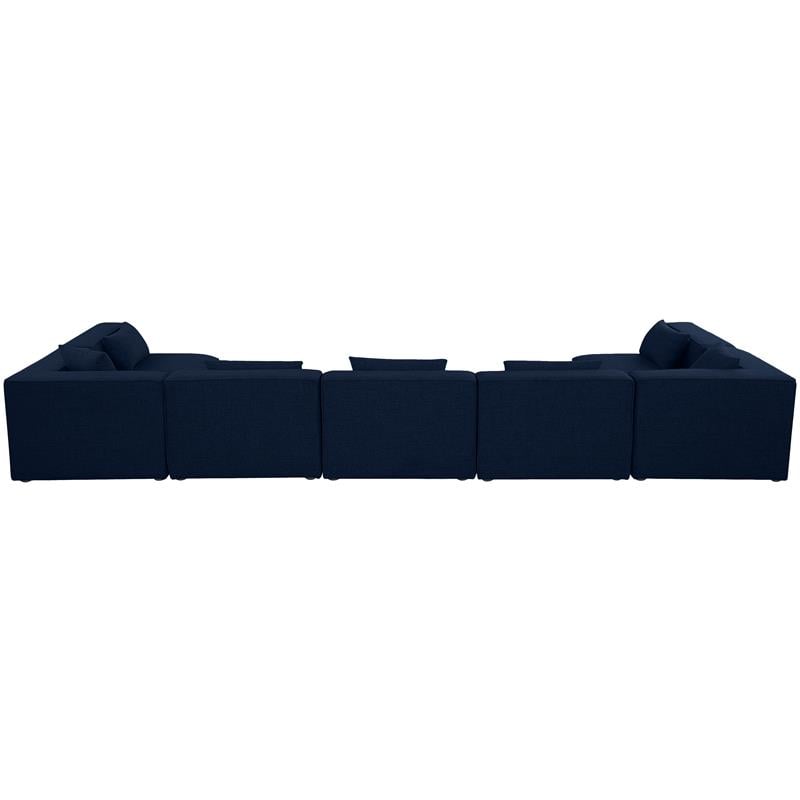Meridian Furniture Cube Navy Durable Linen Modular Sectional