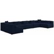 Meridian Furniture Cube Navy Durable Linen Modular Sectional