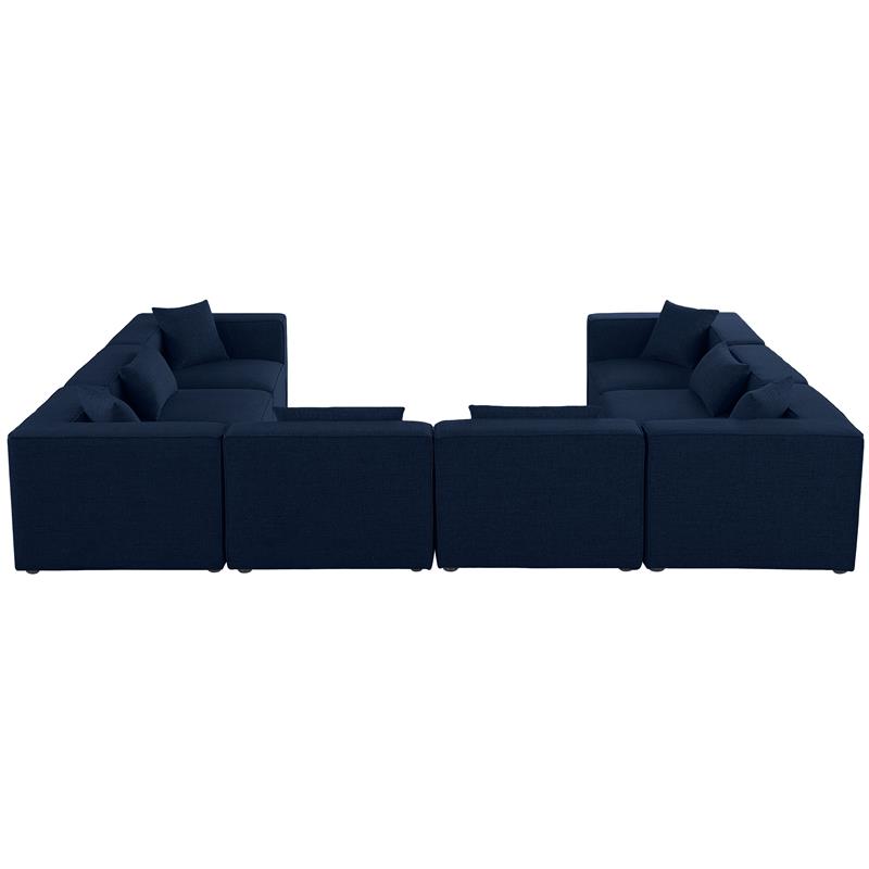 Meridian Furniture Cube Navy Durable Linen Modular Sectional