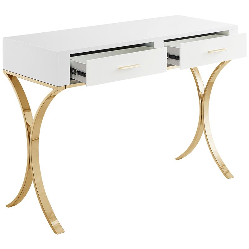 Meridian Furniture Monroe Vanity | Desk | Console Table - Gold Meridian Furniture Monroe Vanity | Desk | Console Table - Gold