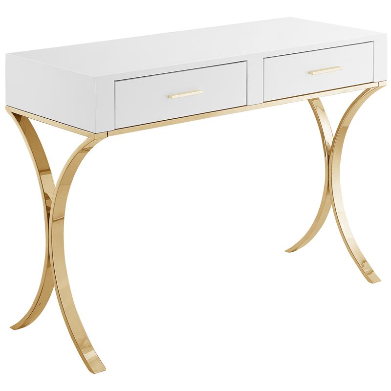 Meridian Furniture Monroe Vanity | Desk | Console Table - Gold Meridian Furniture Monroe Vanity | Desk | Console Table - Gold