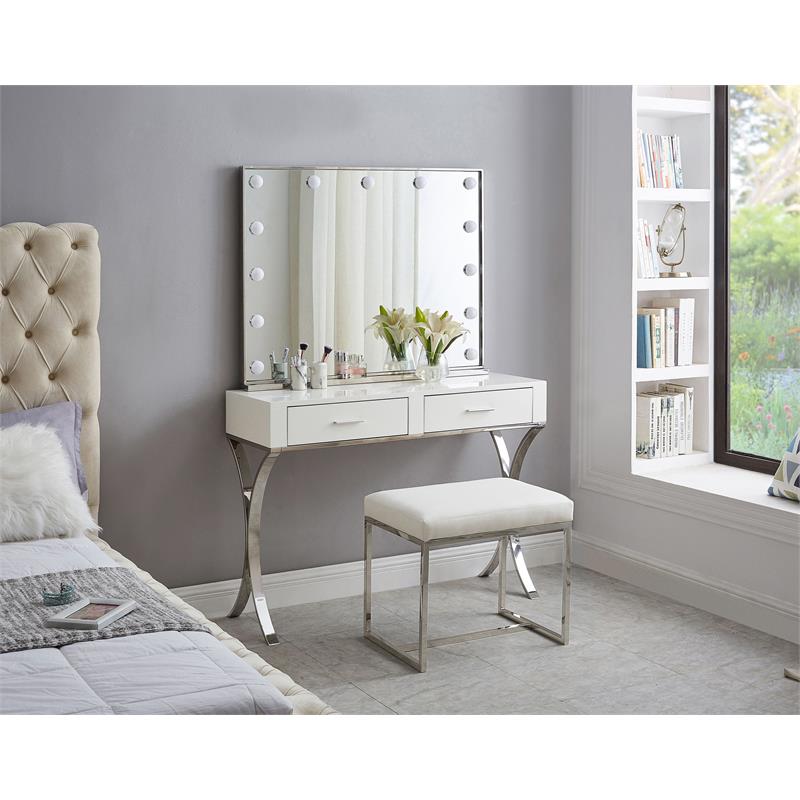 Meridian Furniture Monroe Chrome Ottoman / Stool