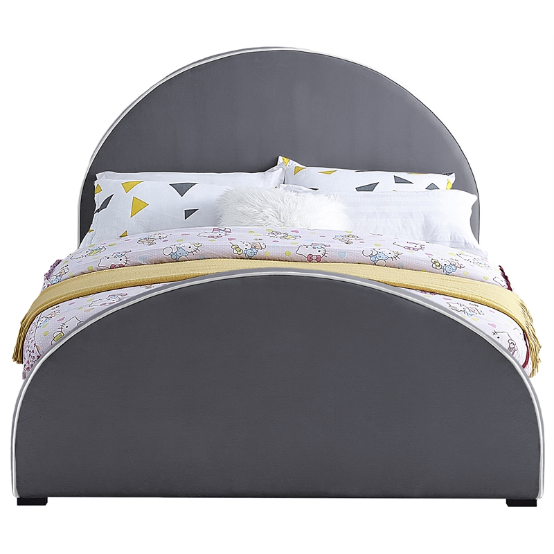 Meridian Furniture Brody Grey Velvet Full Bed