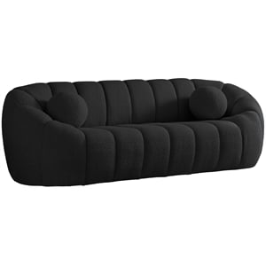 meridian furniture elijah black boucle fabric sofa