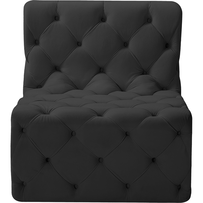 Meridian Furniture Tuft Black Velvet Armless Chair