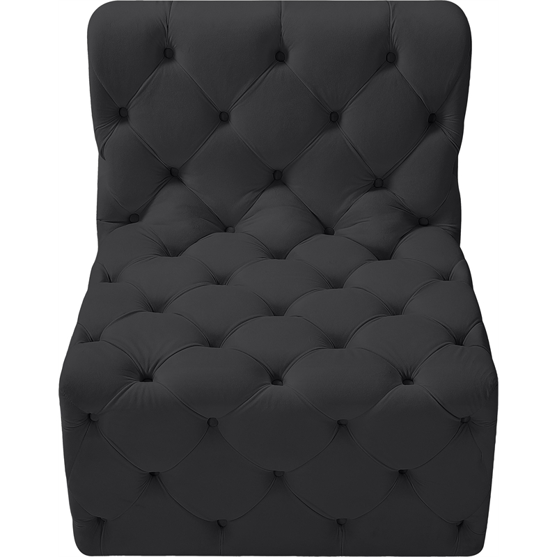 Meridian Furniture Tuft Black Velvet Armless Chair