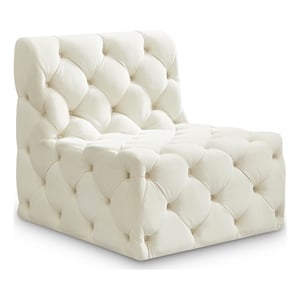 Meridian Furniture Tuft Cream Velvet Armless Chair