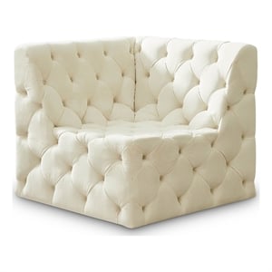 Meridian Furniture Tuft Cream Velvet Corner Chair