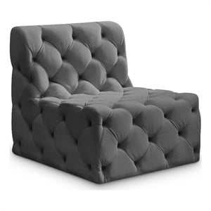Meridian Furniture Tuft Grey Velvet Armless Chair