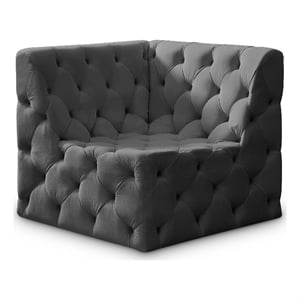Meridian Furniture Tuft Grey Velvet Corner Chair