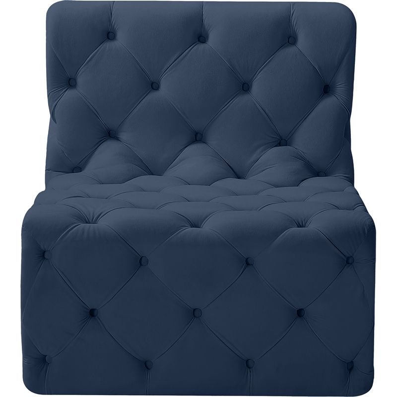 Meridian Furniture Tuft Navy Velvet Armless Chair