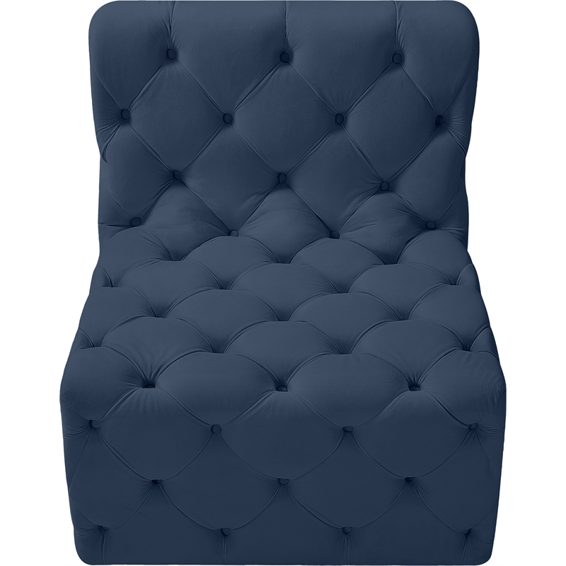 Meridian Furniture Tuft Navy Velvet Armless Chair