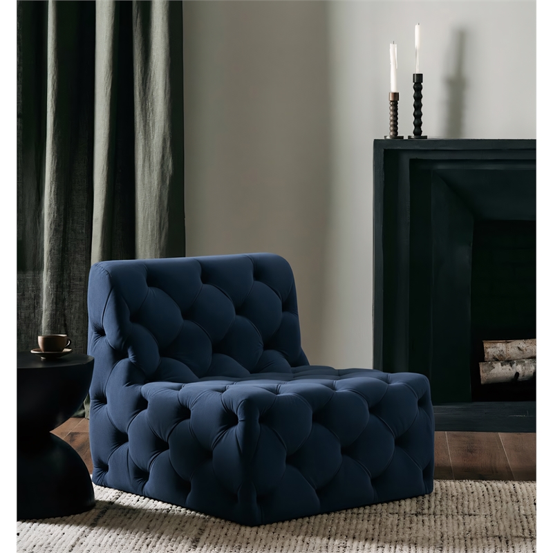 Meridian Furniture Tuft Navy Velvet Armless Chair