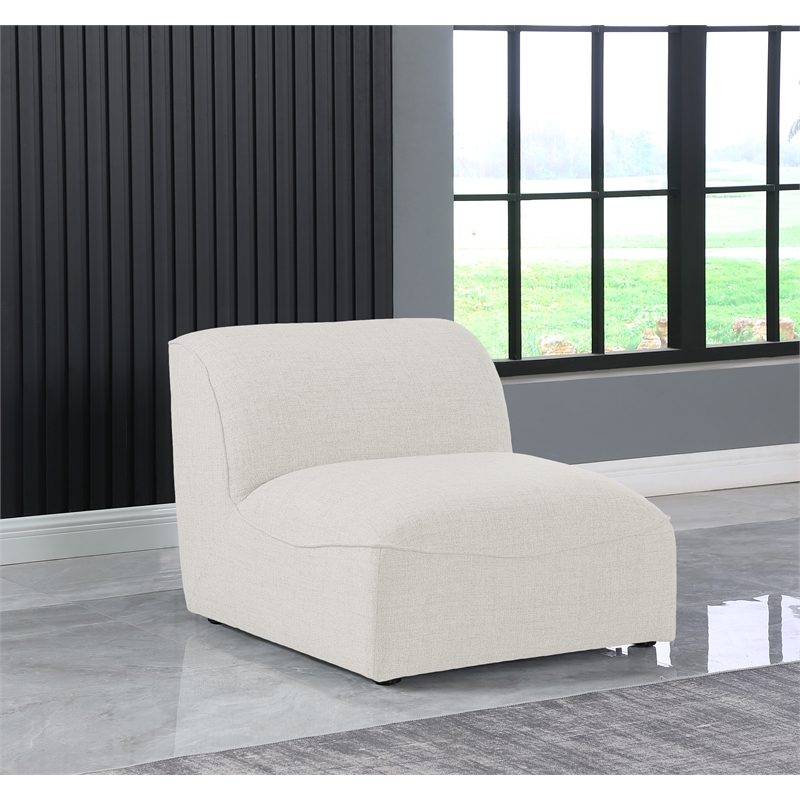 Meridian Furniture Miramar Cream Durable Linen Textured Armless