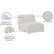 Meridian Furniture Miramar Cream Durable Linen Textured Armless