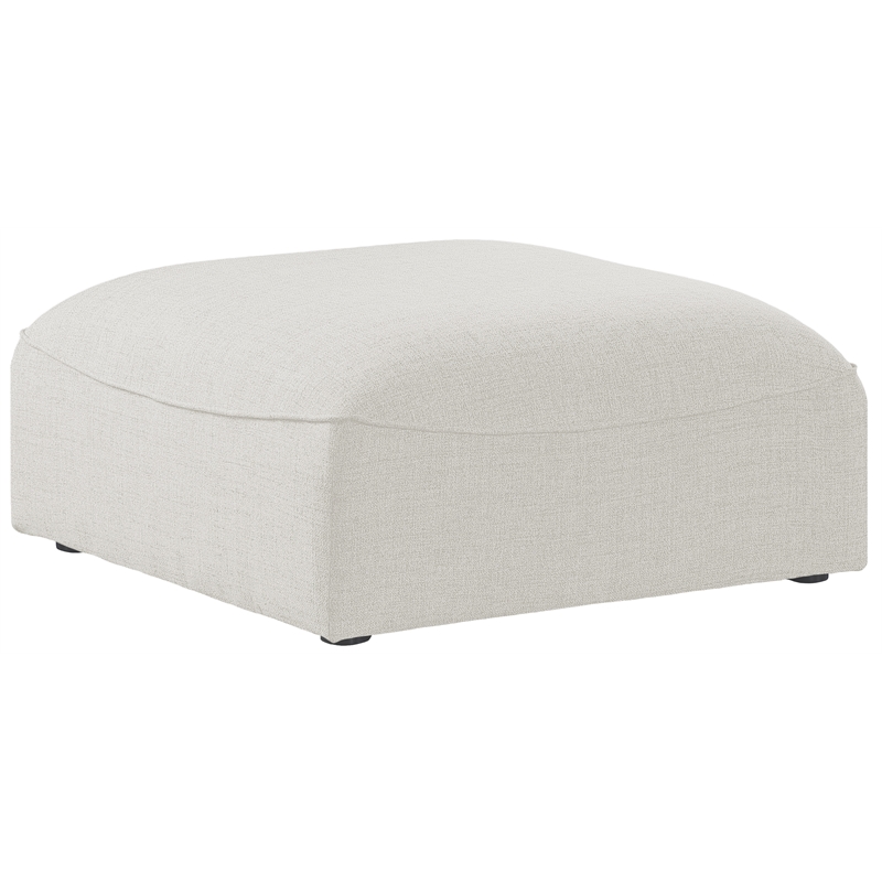 Meridian Furniture Miramar Cream Durable Linen Textured Ottoman