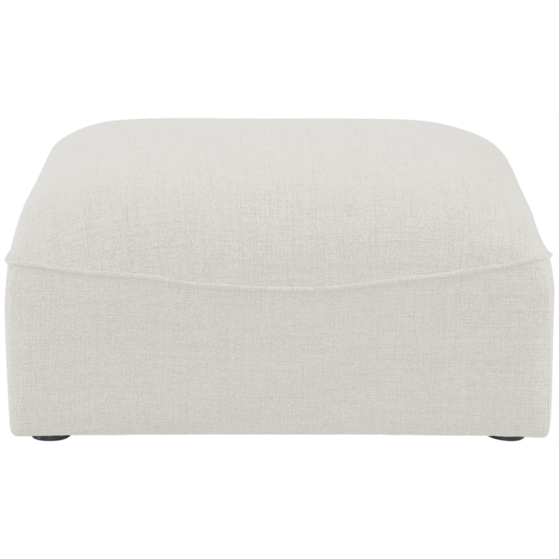 Meridian Furniture Miramar Cream Durable Linen Textured Ottoman