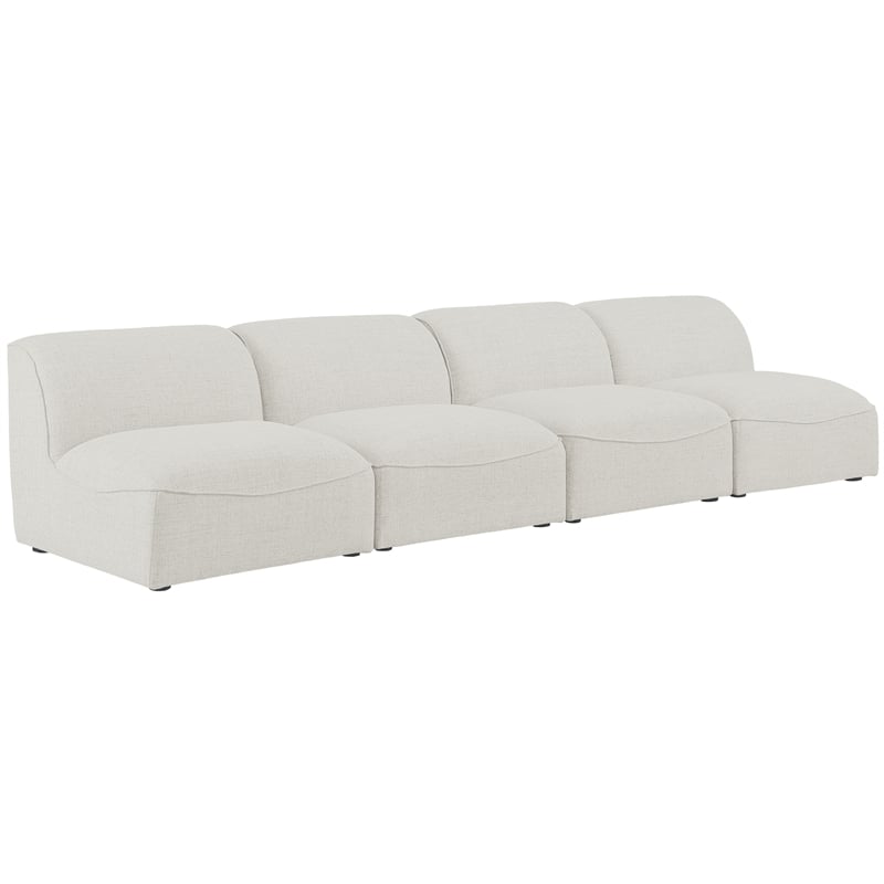 Meridian Furniture Miramar Cream Durable Linen Textured Modular Sofa