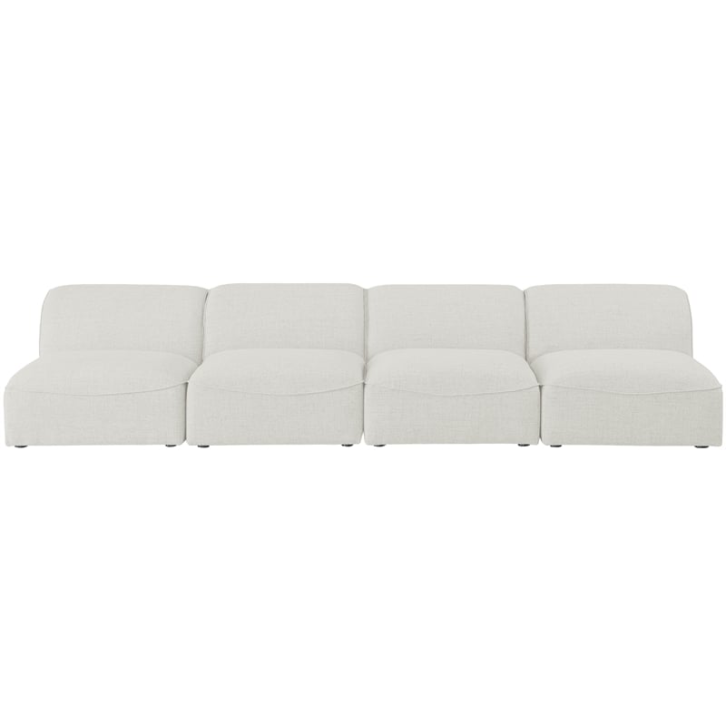 Meridian Furniture Miramar Cream Durable Linen Textured Modular Sofa