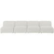 Meridian Furniture Miramar Cream Durable Linen Textured Modular Sofa