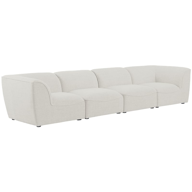 Meridian Furniture Miramar Cream Durable Linen Textured Modular Sofa