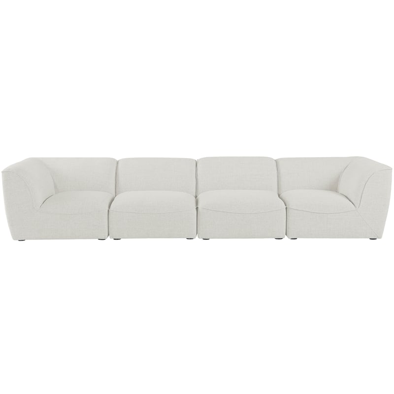 Meridian Furniture Miramar Cream Durable Linen Textured Modular Sofa