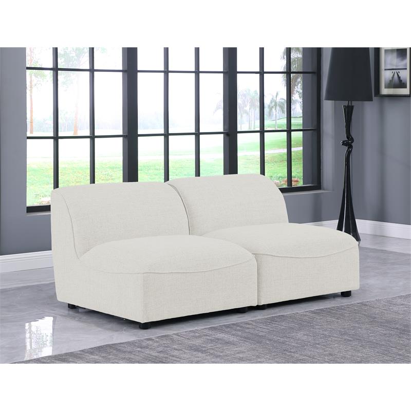 Meridian Furniture Miramar Cream Durable Linen Textured Modular Sofa