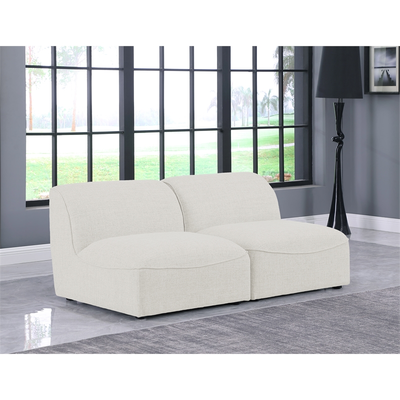Meridian Furniture Miramar Cream Durable Linen Textured Modular Sofa