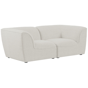 Meridian Furniture Miramar Cream Durable Linen Textured Modular Sofa