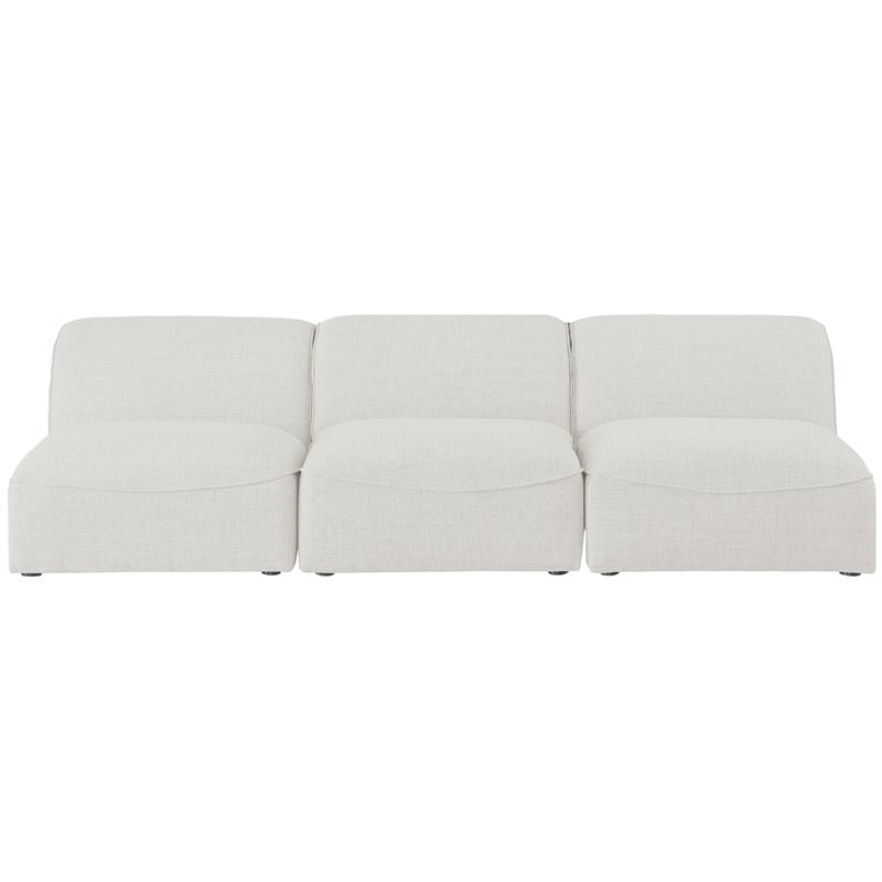 Meridian Furniture Miramar Cream Durable Linen Textured Modular Sofa