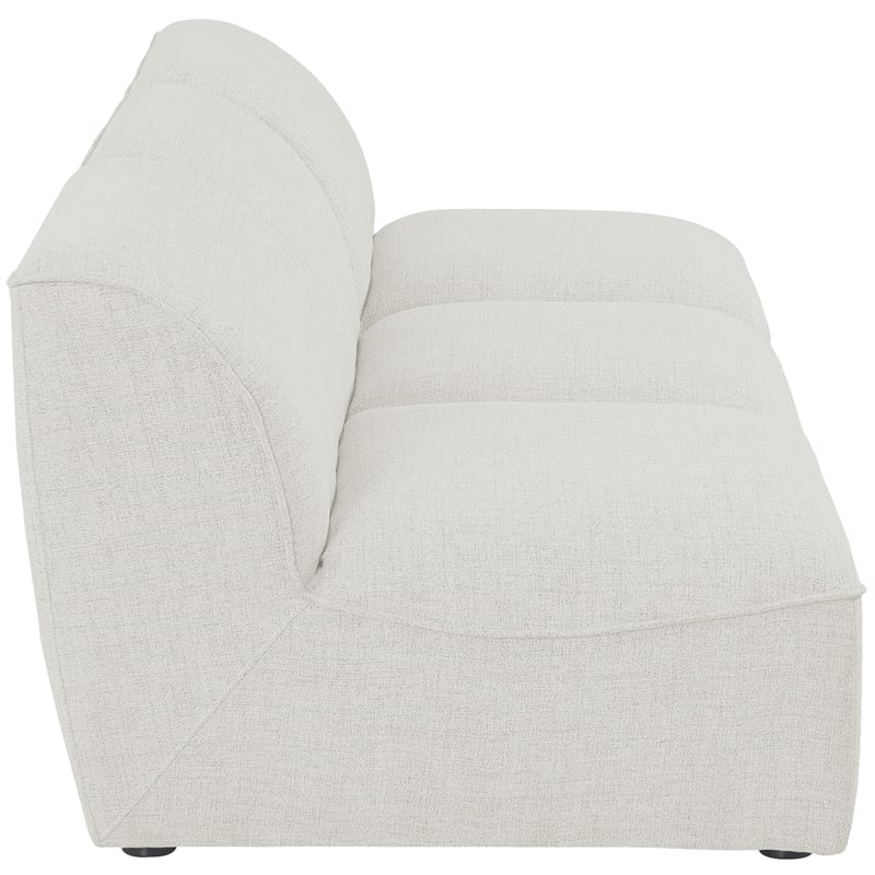 Meridian Furniture Miramar Cream Durable Linen Textured Modular Sofa