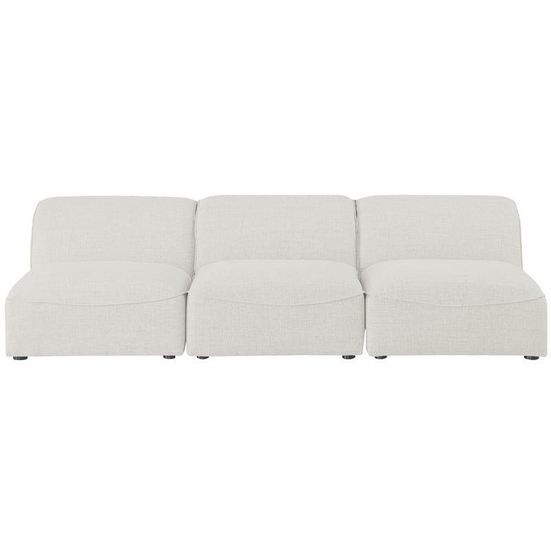 Meridian Furniture Miramar Cream Durable Linen Textured Modular Sofa
